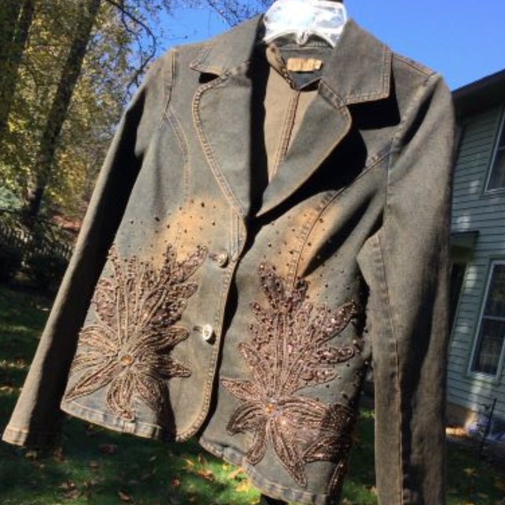 Anemia Beads Decorated Denim Jacket